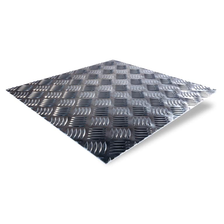 Aluminium Quintett-Riffelblech mit markanter gerippter Struktur.