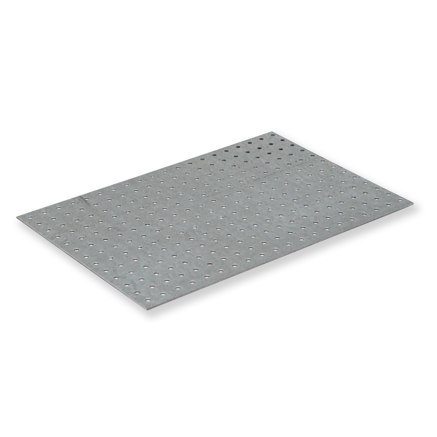 Rund gelochtes Metallblech mit regelmäßiger Struktur.