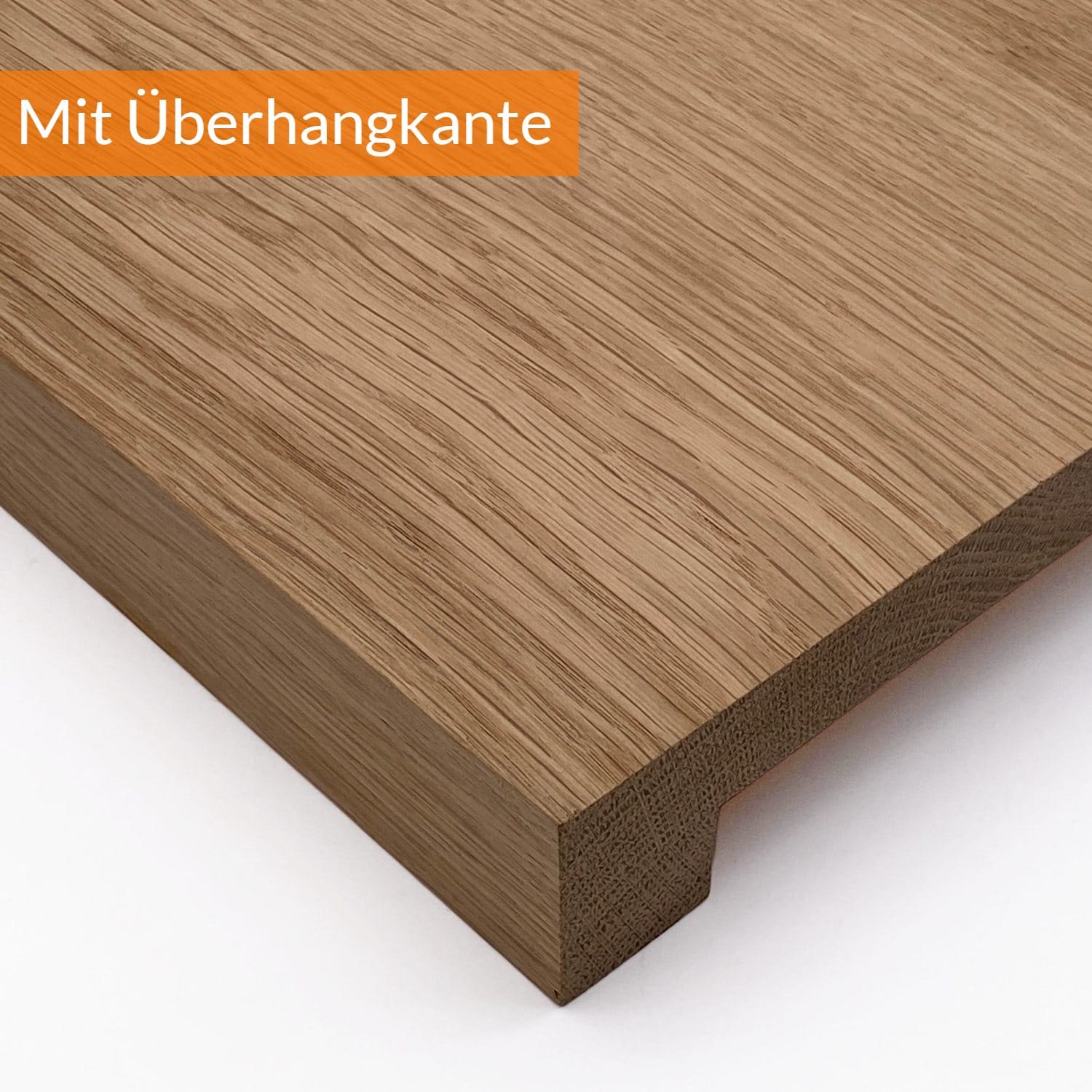 Massief hout met overhangende rand