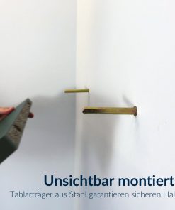 Unsichtbarer Tablarträger ohne rückseitige Umkantung für schwebende Regalböden.​