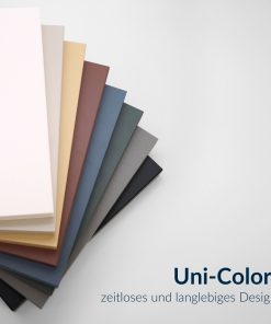 Uni-Color-Farbenvergleich von Dekorplatten.